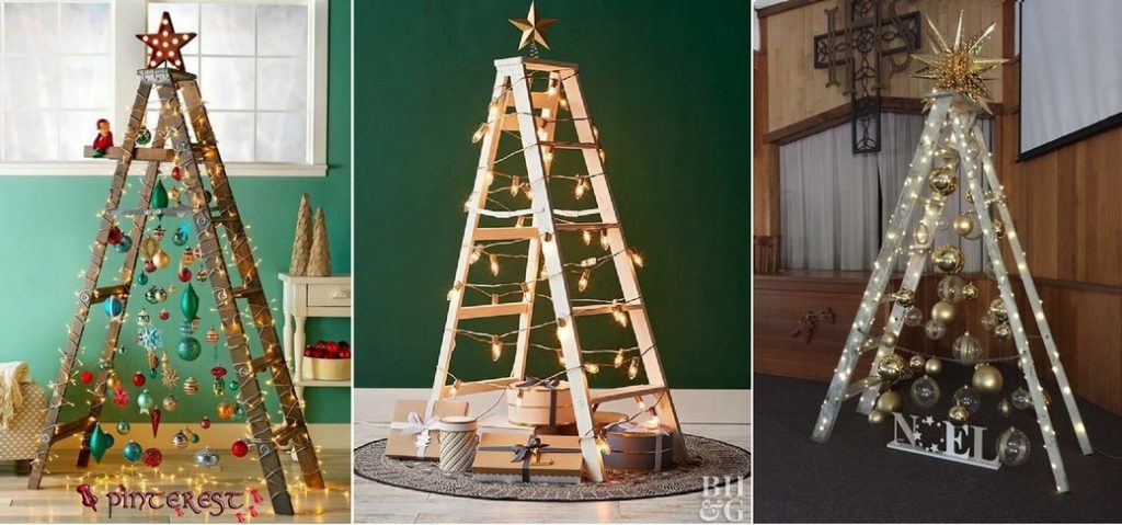 Dřevěný stromek z žebříku