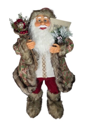 Dekorace Santa Claus Krémově-bordový 80cm