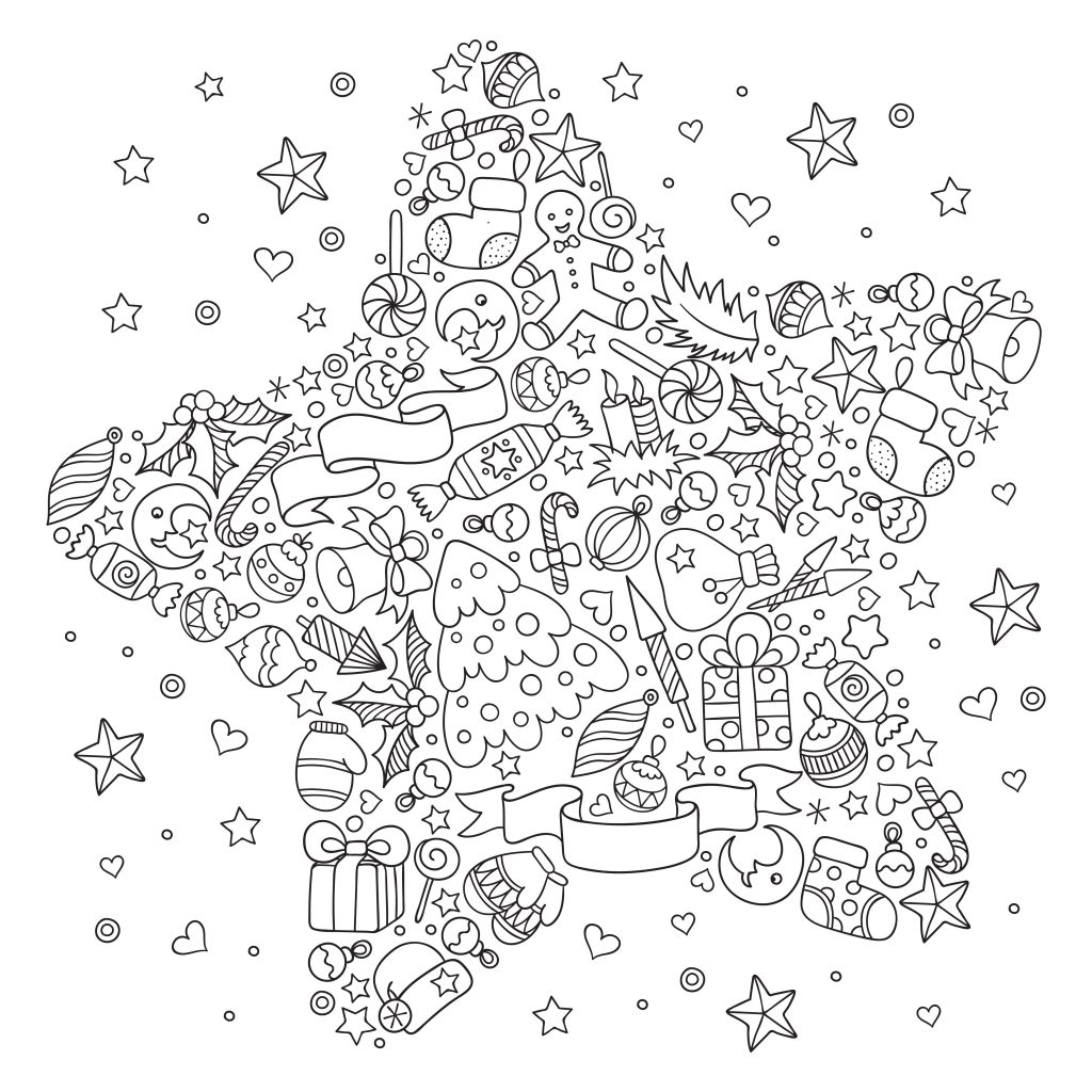 Vánoční antistresové omalovánky
