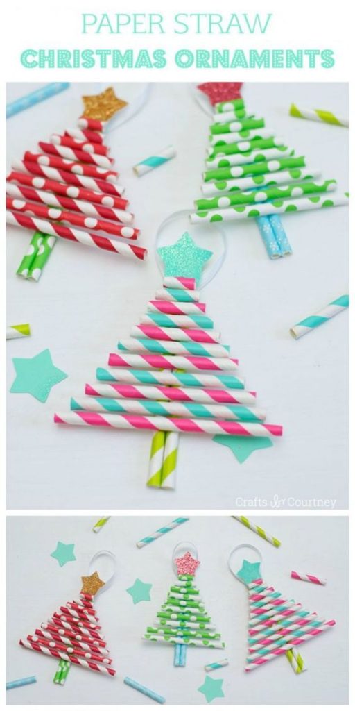 Papírový vánoční stromeček se slamek