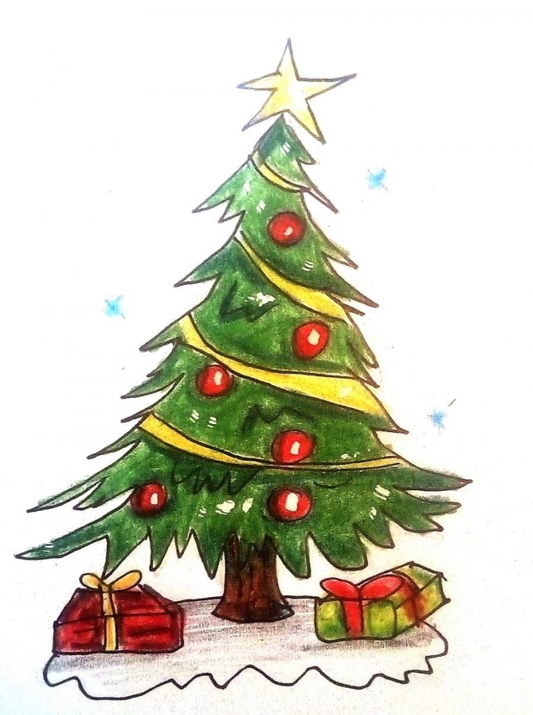 Vánoční strom kreslený